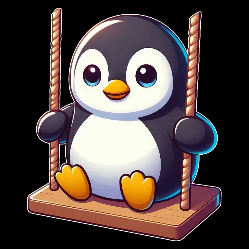 pingouin mignon sur balançoire terrain de jeu dessin animé