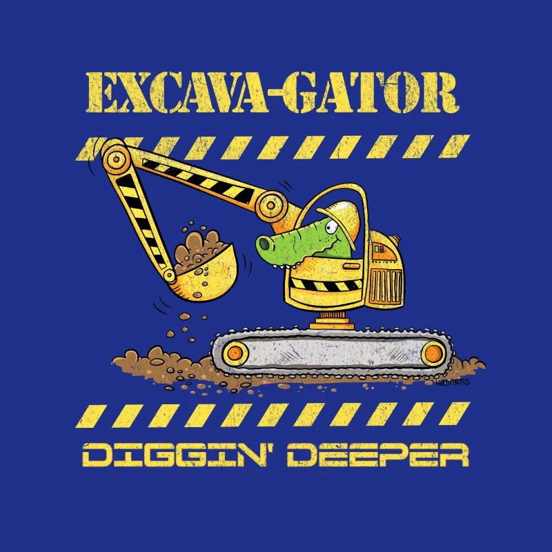 Fun Construction Site Excavator Crocodile Saying Pun