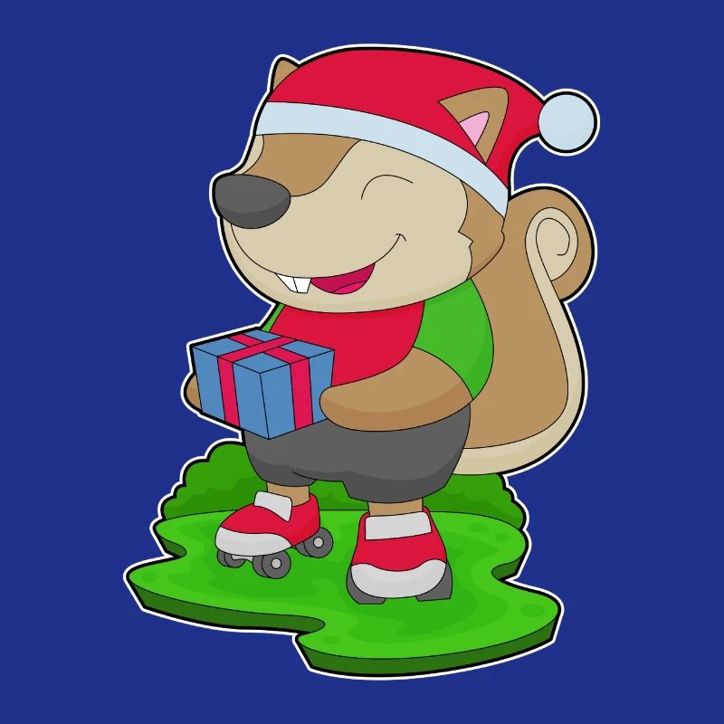 Squirrel Christmas Inline skating