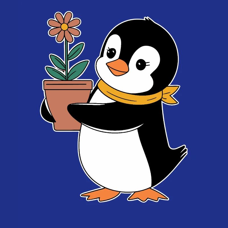 Pingouin de jardinage avec fleur pour