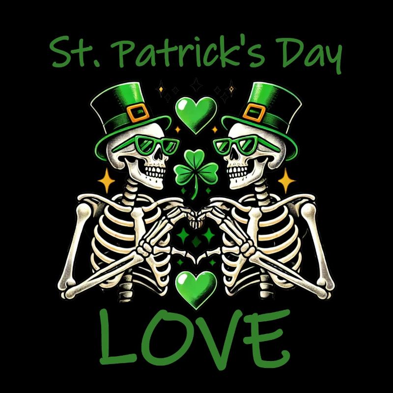Amour de la Saint-Patrick - Squelette Coeurs Design