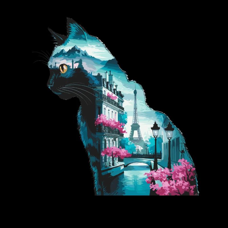 Katze Paris Landschaft Silhouette