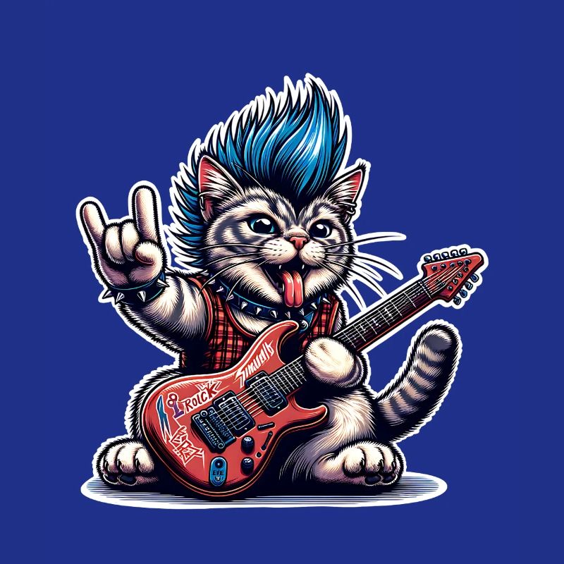 Cat Rock and Roll Guitarist