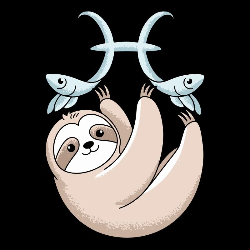 Fische Sternzeichen Faultier mit Zwei Fischen