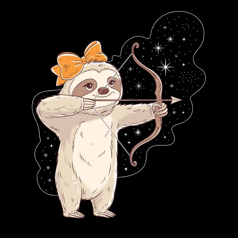 Schütze Sternzeichen Faultier mit Bogen und Pfeil