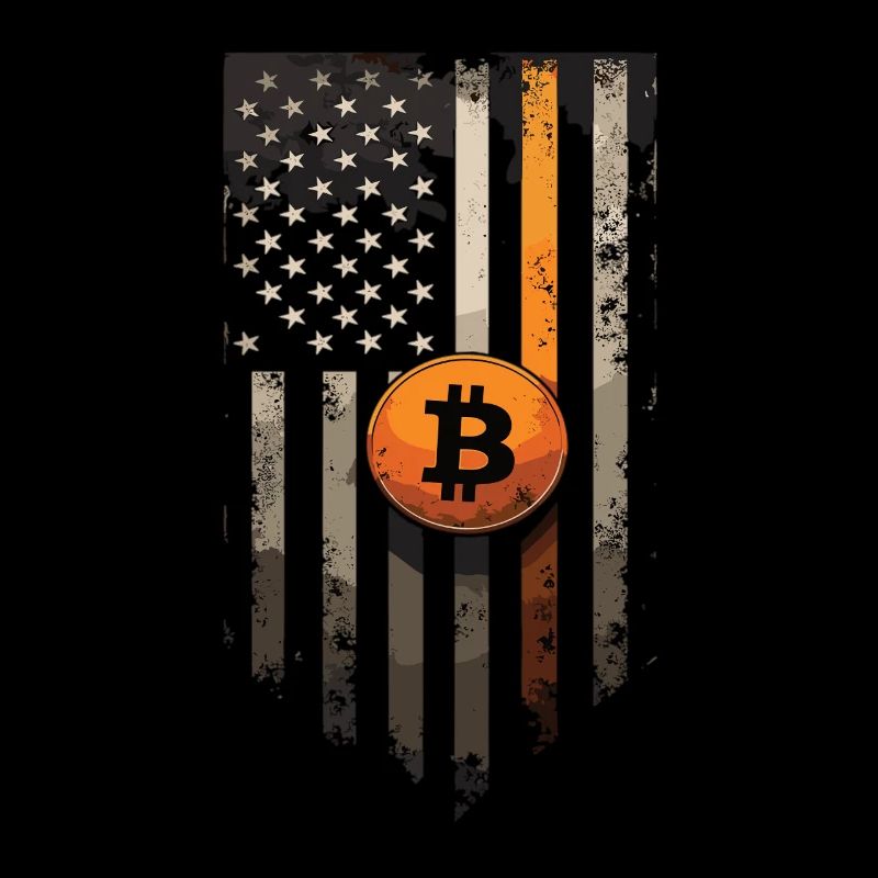 Bitcoin Motif – Rustic Design with USA Flag