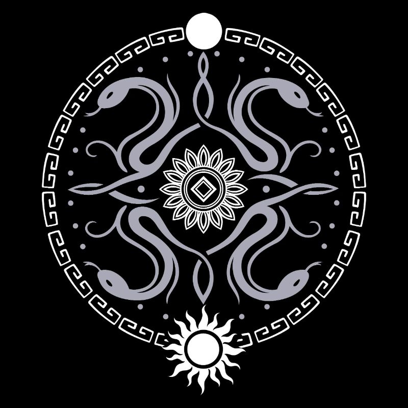 Roue serpentine avec soleil et lune