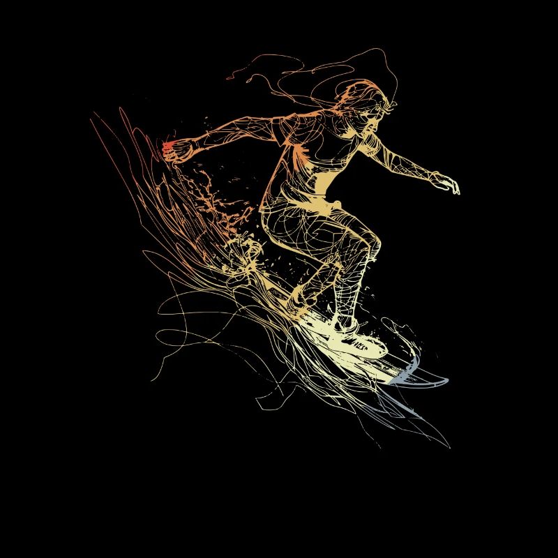 Surfing Lover Line Drawing