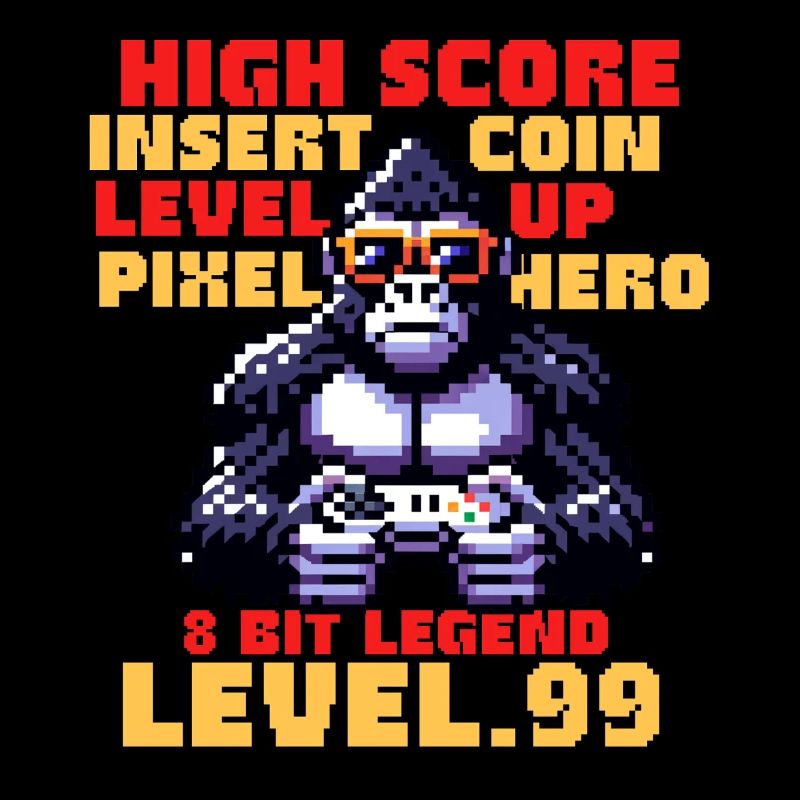 Pixel Gamer Gorilla – Level 99