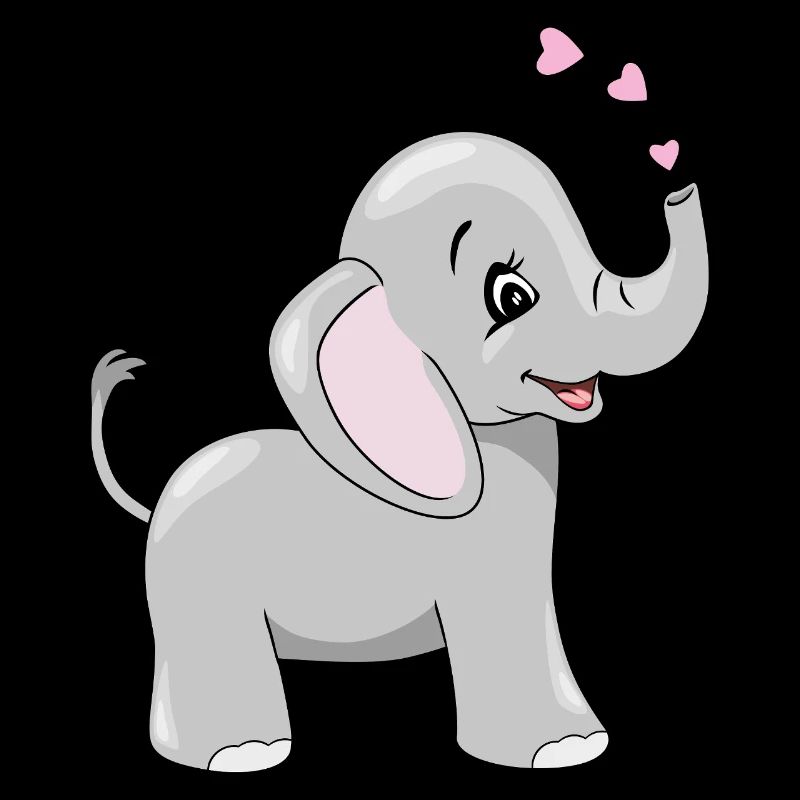 Mignon bébé éléphant heureux avec des coeurs