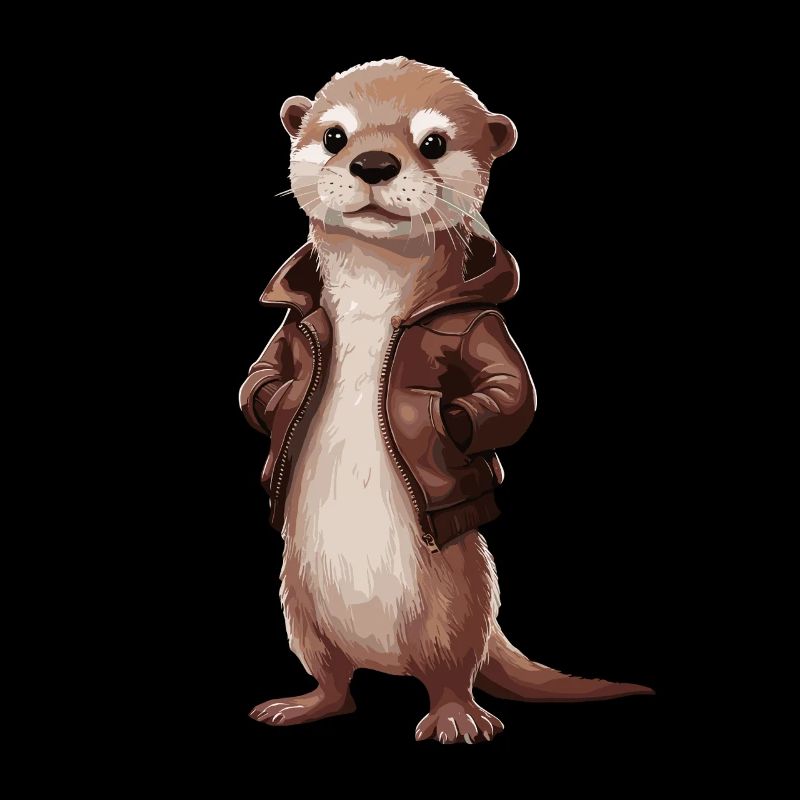 Cool otter with leather jacket illustration art