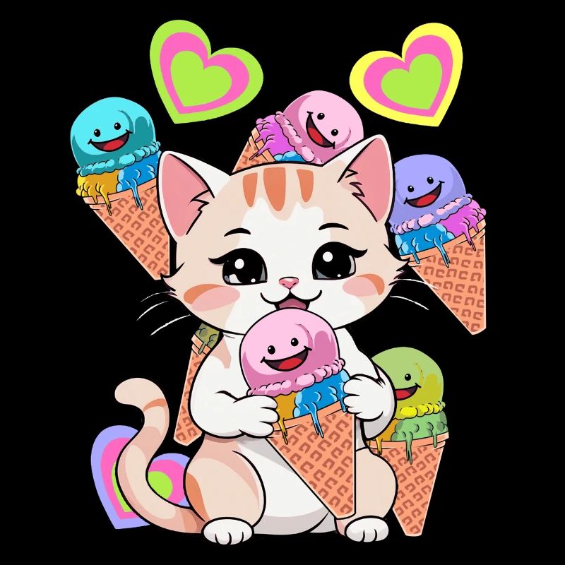 Katze Eis Eiskrem Kinder Kind Süßigkeiten