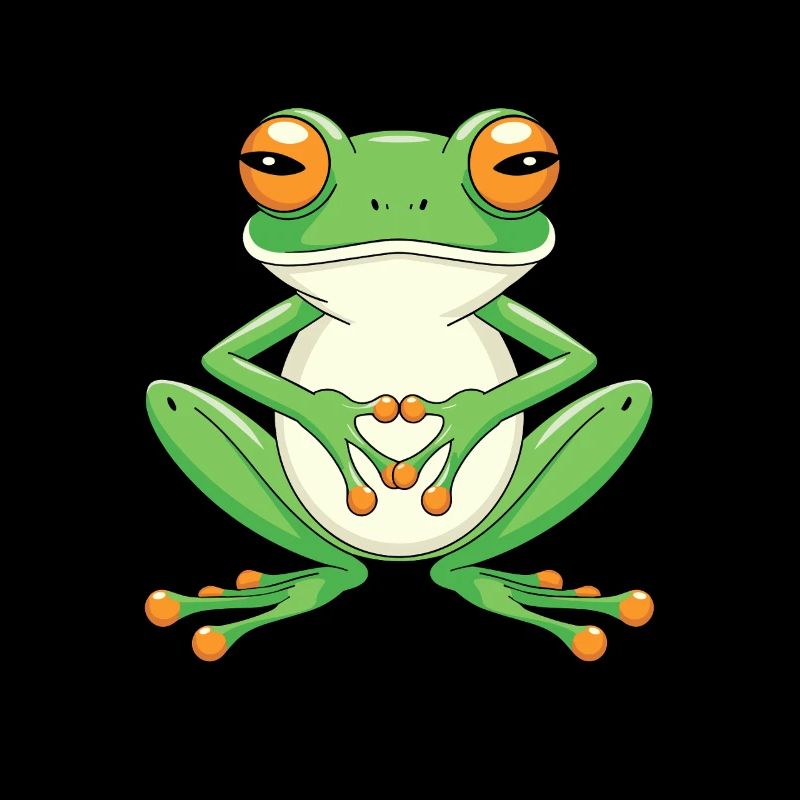 Meditating frog with big eyes