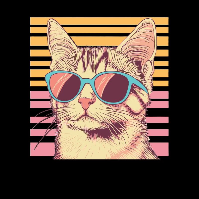 Chat rétro avec lunettes de soleil