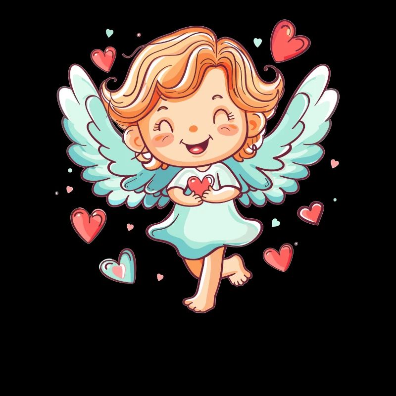 Glücklicher Engel mit Herzen