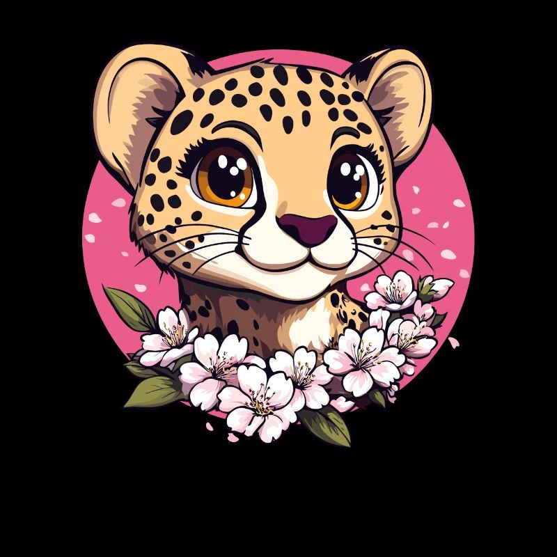 Gepard mit Kirschblüten
