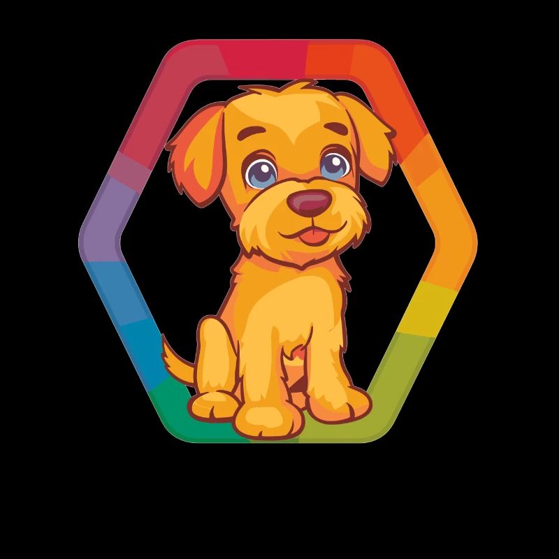 Bunter Hund mit Regenbogenrahmen