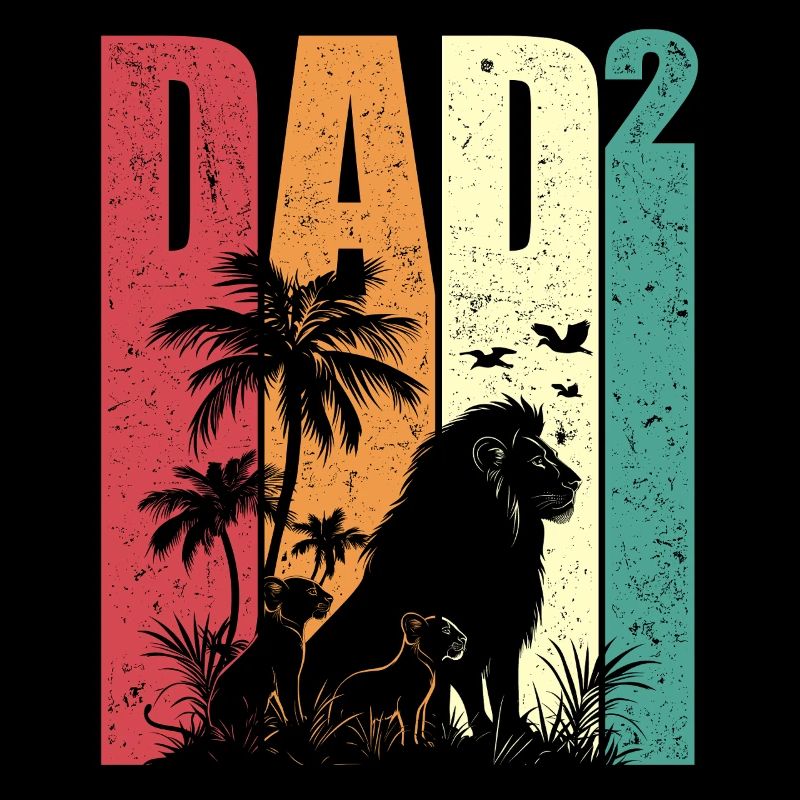 Dad High Two Leo Father Two Children Father's Day