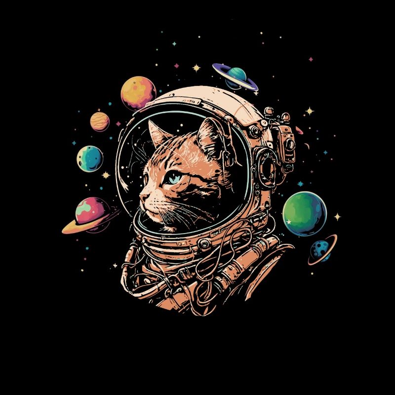 Chat en combinaison d’astronaute avec planète