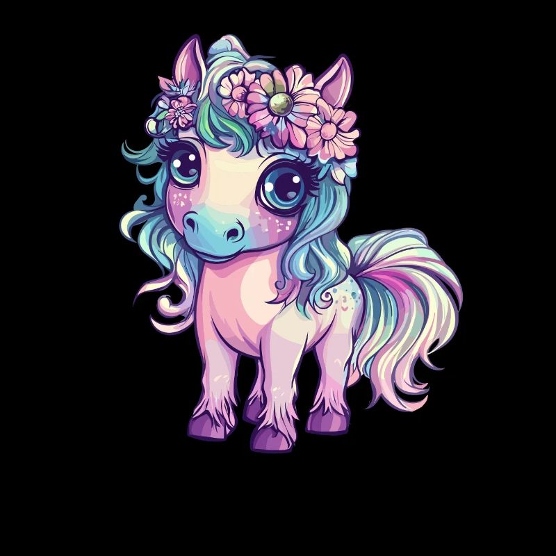 Rainbow pony with flowers