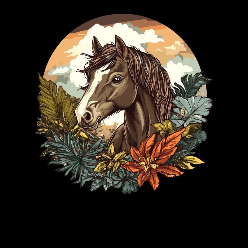 Cheval dans un paradis tropical