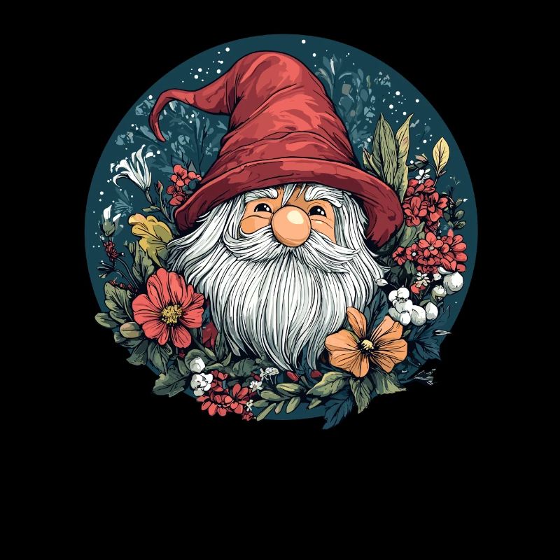 Nain de forêt avec des fleurs