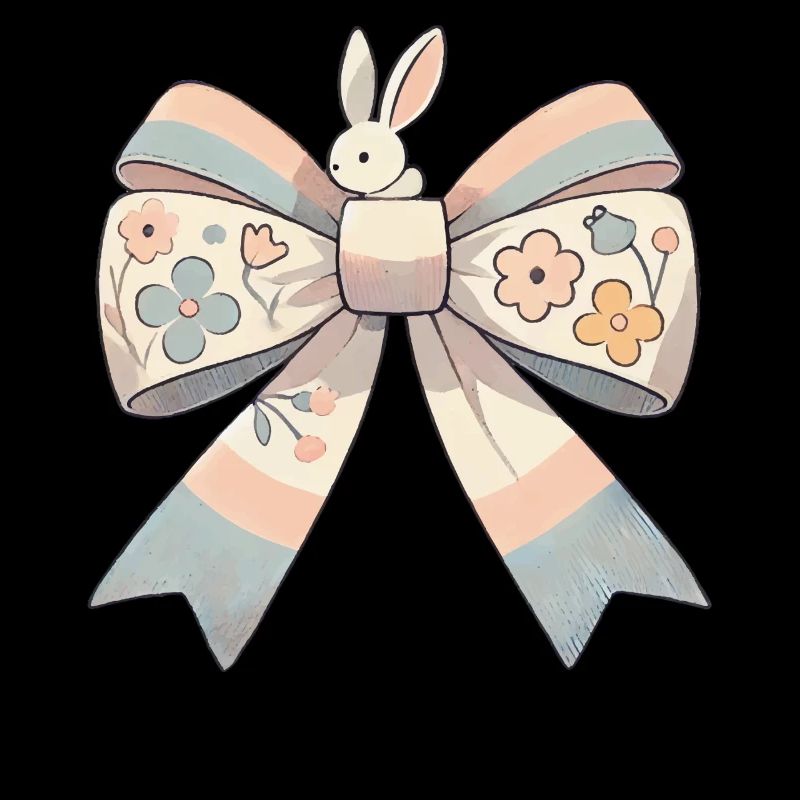 Lapin de Pâques Noeud Fleurs Mignon Pâques
