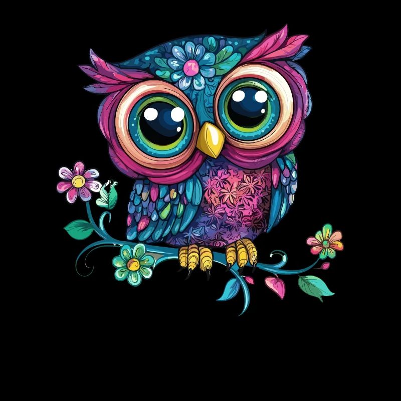 Hibou coloré sur branche