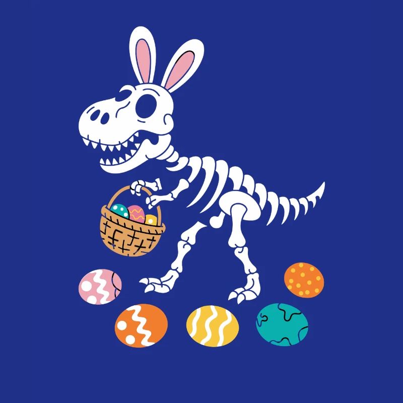 Easter Bunny Skeleton Dino with Easter Eggs Basket