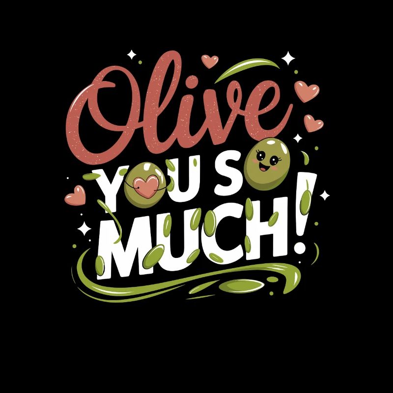 Olive You So Much Funny Graphic With Heartfelt
