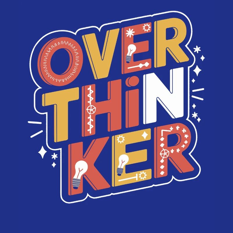 Creative overthinker design with light bulbs and