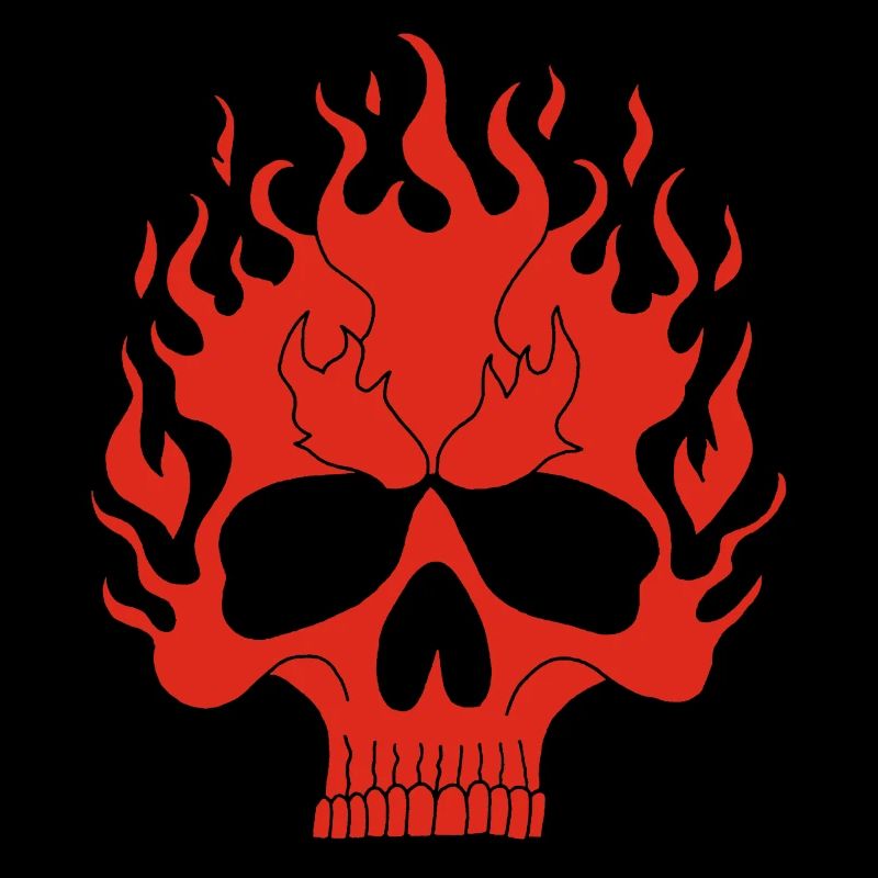 Red Flaming Skull