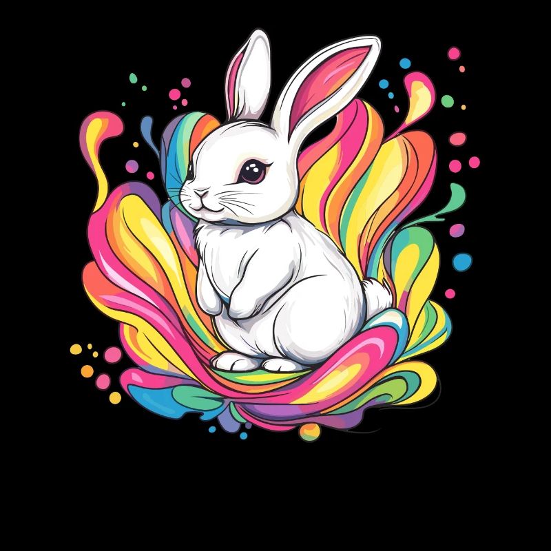White rabbit with colors