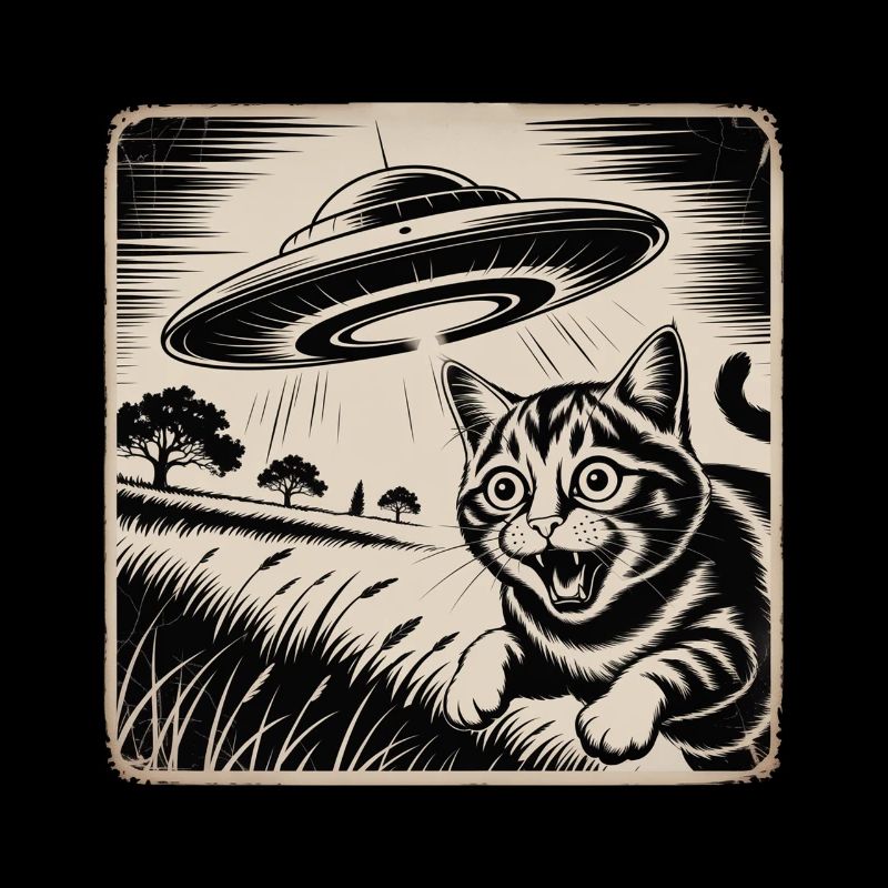 Aventure de rencontre entre chat et OVNI