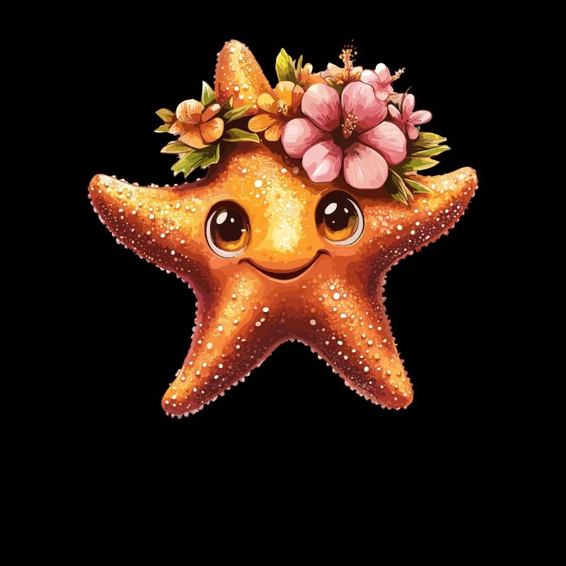 Étoile de mer avec couronne de fleurs