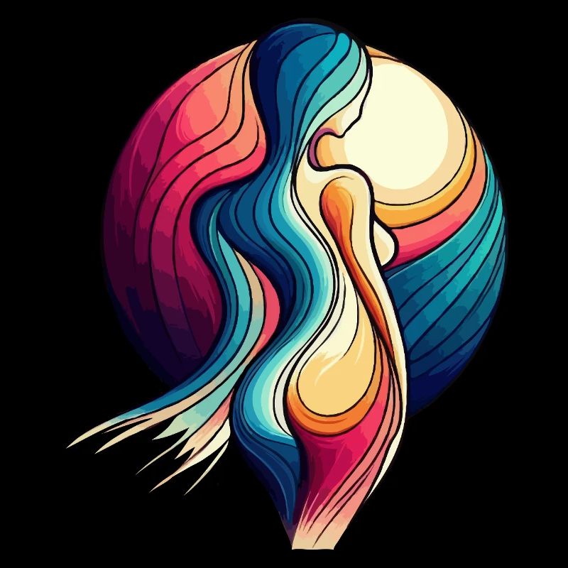 Femme devant la lune