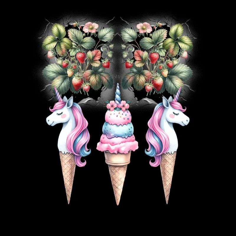 Erdbeeren Einhorn Eiscrem Eis Teenie Kinder Kind