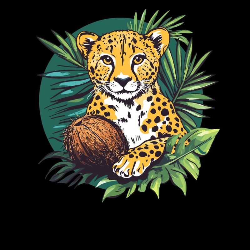Cheetah with coconut