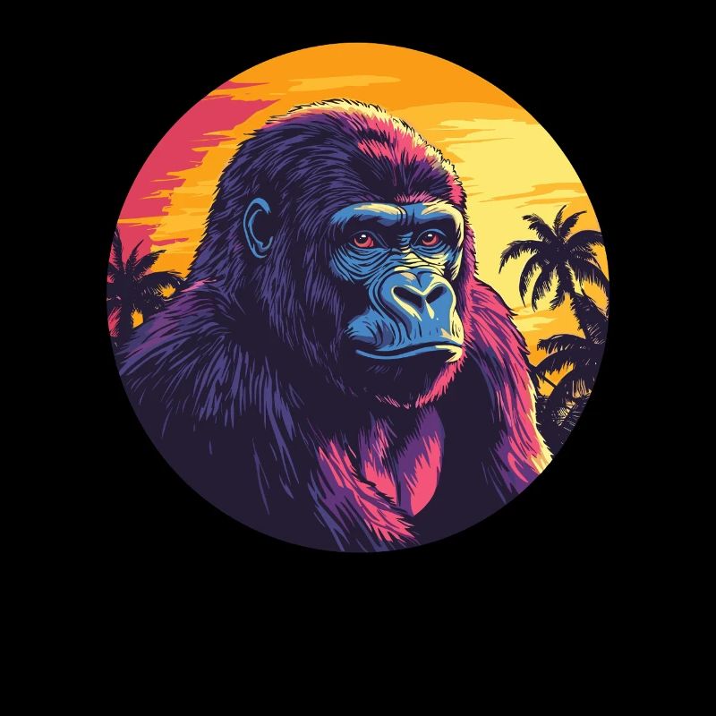 Gorille au coucher du soleil