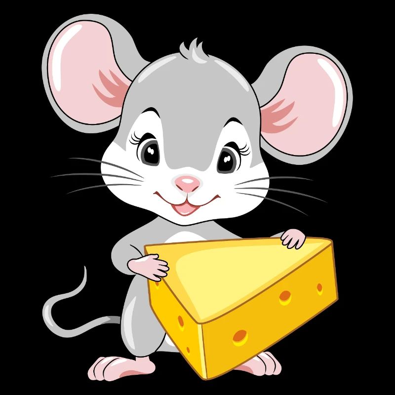 Mignon bébé souris avec un morceau de fromage