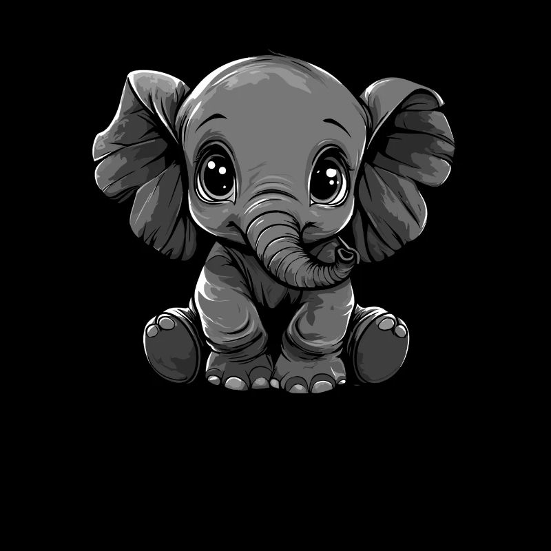 Bébé éléphant noir et blanc