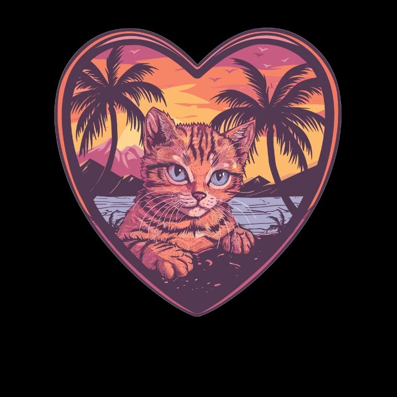 Chat coeur tropical