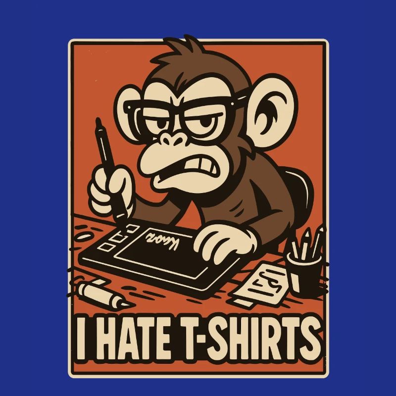 Angry monkey on drawing tablet comic style