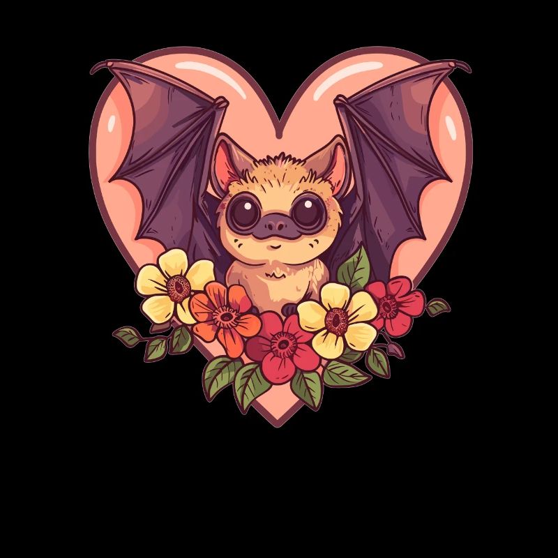 Bat with flower heart