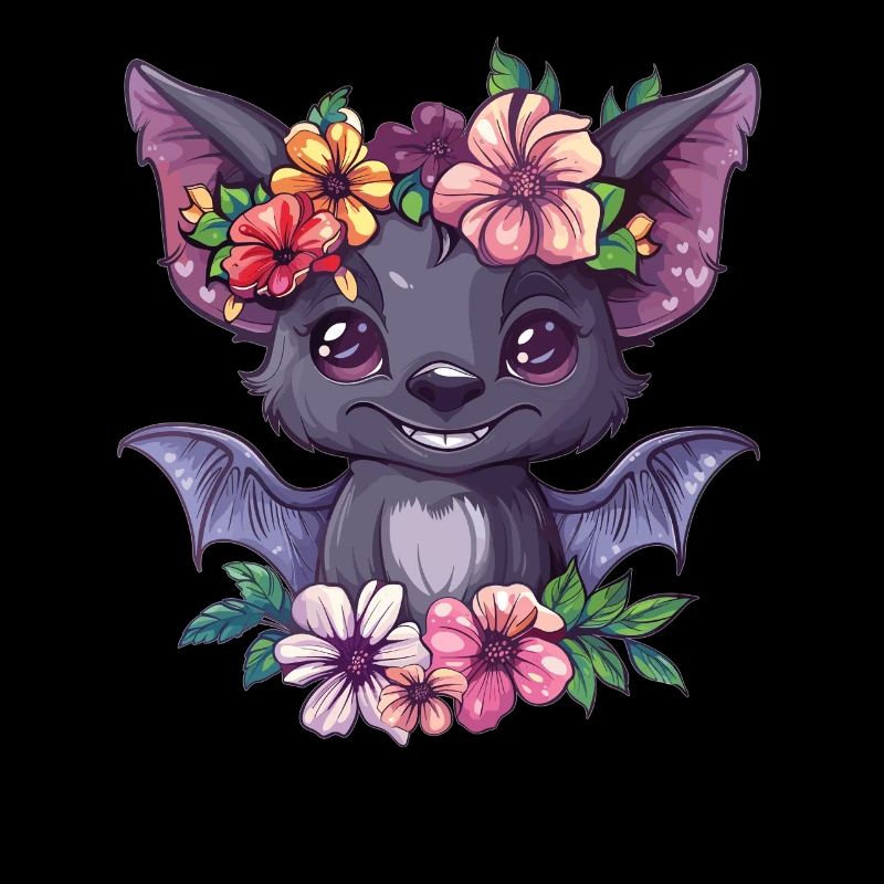 Blumenfledermaus mit Lächeln