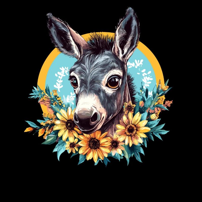 Esel mit Sonnenblumen