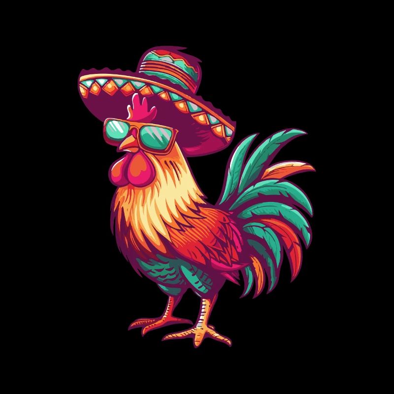 Rooster Comic Funny Sombrero