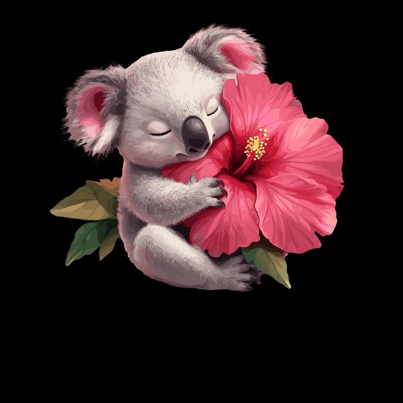 Koala with giant flower
