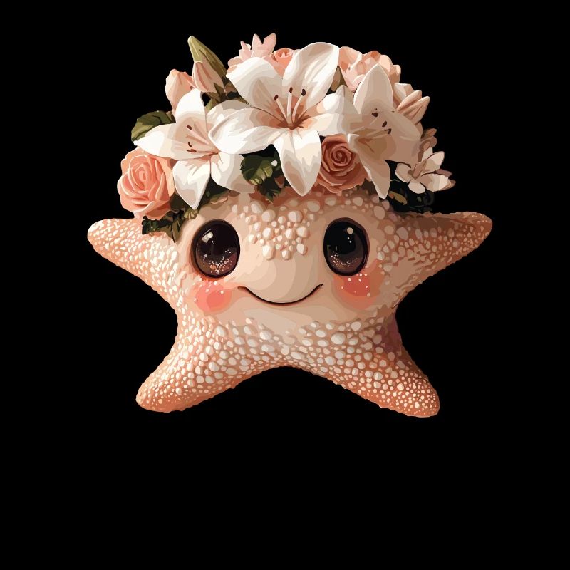 Étoile de mer avec couronne de fleurs