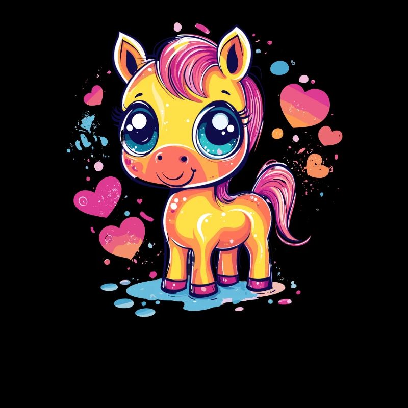 Buntes Pony mit Herzen